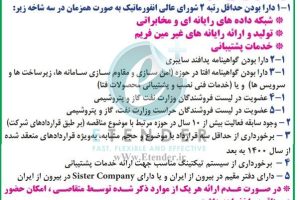 مناقصه شناسائی تامین کنندگان تجهیزات شبکه Wired و Wireless