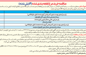 مناقصه خرید مرغ قطعه بندی شده (آلایش شده)