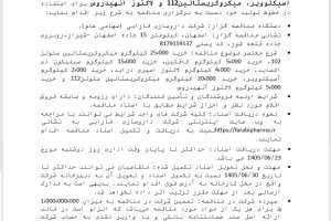 مناقصه خرید میکرو کریستالین سلولز ۱۰۲، کافئین، سیلیکون دی اکساید، لاکتوز اسپری دراید، آسیکلوویر، لاکتوز آنهیدروس و میکروکریستالین ۱۱۲